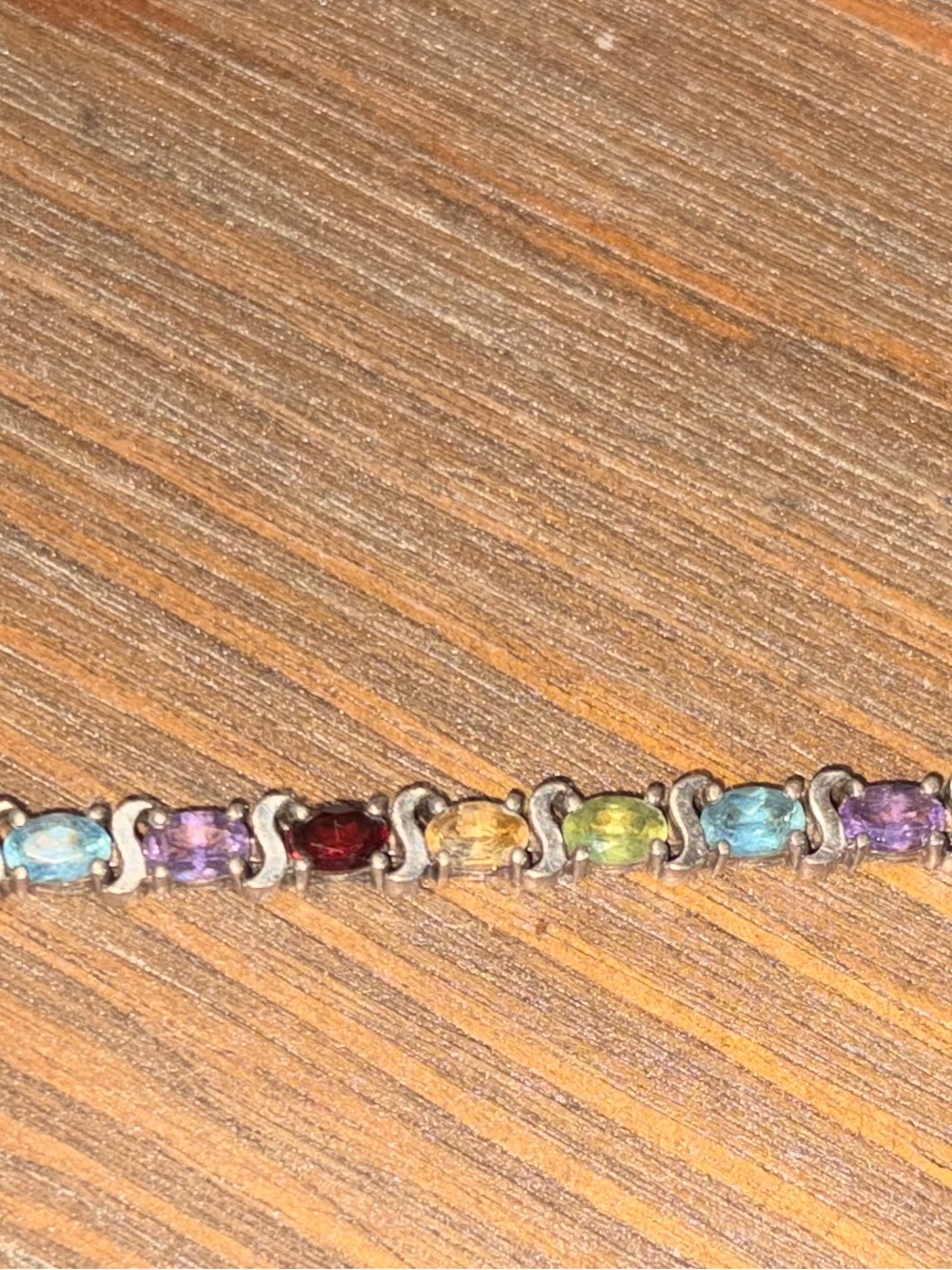 6” Sterling Silver Multicolor Gemstone Bracelet